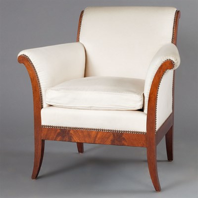 Lot 1273 - Biedermeier Style Mahogany Upholstered Armchair