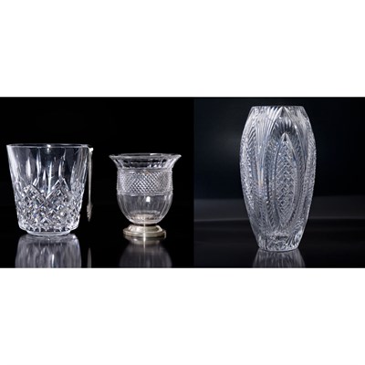 Lot 1275 - Waterford Cut Glass Vase; Together with a...