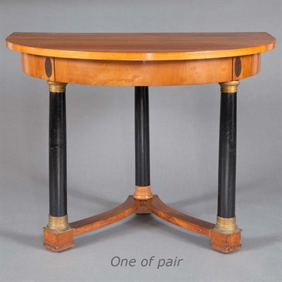 Lot 144 - Pair of Biedermeier Style Fruitwood Consoles...
