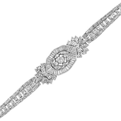 Lot 232 - Platinum and Diamond Bracelet