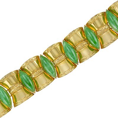 Lot 183 - Gold and Jade Bracelet