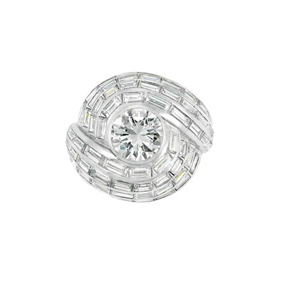 Lot 459 - Platinum and Diamond Dome Ring