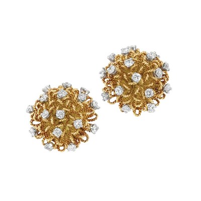 Lot 275 - Pair of Gold and Diamond Earclips, Kutchinsky