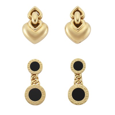 Lot 253 - Two Pairs of Gold Earclips, Bulgari