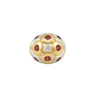 Lot 202 - Two-Color Gold and Pink Tourmaline Dome Ring, Bulgari