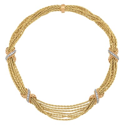 Lot 24 - Seven Strand Gold and Diamond Necklace