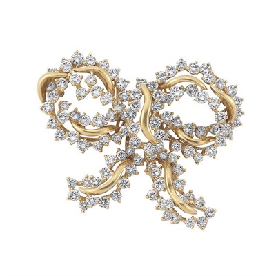 Lot 21 - Gold and Diamond Bow Brooch