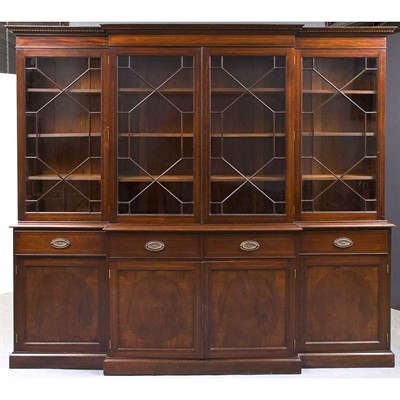 Lot 1456 - George III Style Mahogany Breakfront Bookcase...