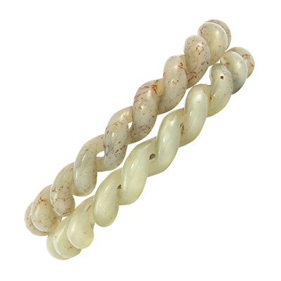 Lot 51 - Pair of Braided Jade Bangle Bracelets