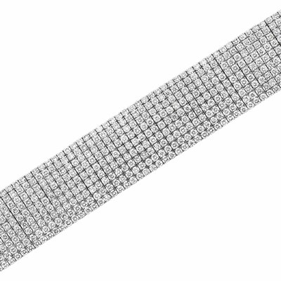 Lot 467 - Wide White Gold and Diamond Bracelet
