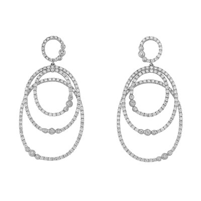 Lot 178 - Pair of White Gold and Diamond Pendant-Earrings