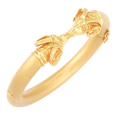 Lot 580 - Gold Ram's Head Bangle Bracelet