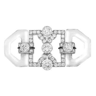 Lot 486 - Art Deco Platinum, Rock Crystal and Diamond Brooch