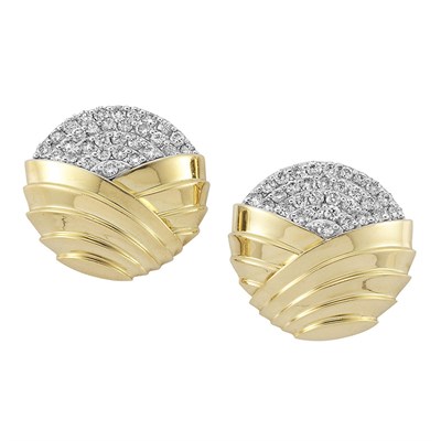 Lot 255 - Pair of Gold and Diamond Earclips