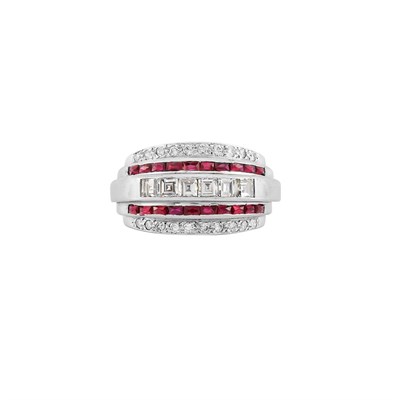 Lot 231 - Platinum, Diamond and Ruby Ring