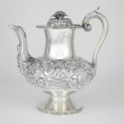 Lot 1310 - Victorian Silver Repousse Coffee Pot London,...