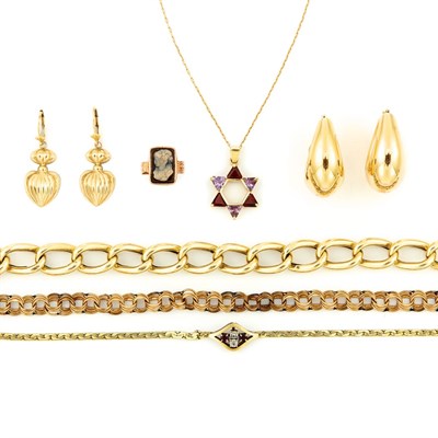 Lot 864 - Group of Gold and Metal Jewelry