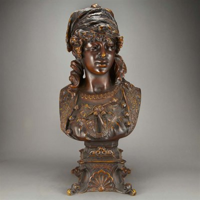 Lot 810 - Bronze Bust of a Gypsy After a model by Henry...