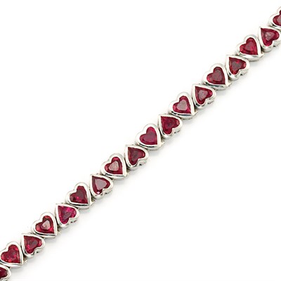 Lot 526 - White Gold and Ruby Bracelet