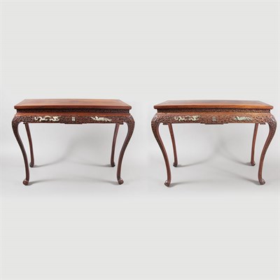 Lot 677 - Pair of Chinese Hongmu and Rosewood Side...