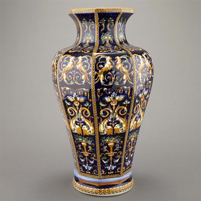 Lot 333 - French Faience Vase Gien Height 18 inches.