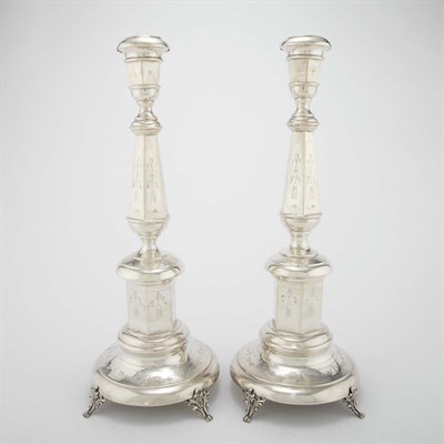 Lot 308 - Pair of Neoclassical Style Silver Candlesticks...