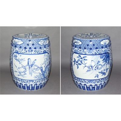 Lot 323 - Two Similar Blue and White Glazed Porcelain...