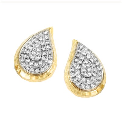 Lot 432 - Pair of Two-Color Gold and Diamond Earclips