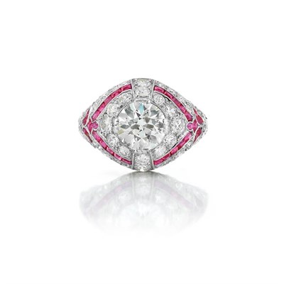 Lot 480 - Platinum, Diamond and Ruby Ring