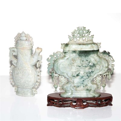 Lot 243 - Two Chinese Hardstone Covered Vases Height of...