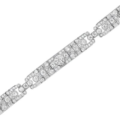 Lot 492 - Art Deco Platinum and Diamond Bracelet