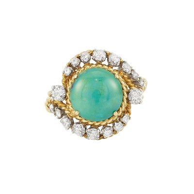 Lot 237 - Gold, Platinum, Turquoise and Diamond Ring, Van Cleef & Arpels