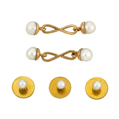 Lot 49 - Antique Gold and Pearl Dress Set, J.E. Caldwell & Co.