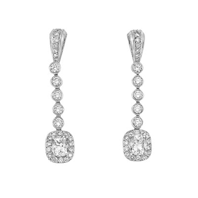 Lot 176 - Pair of Platinum and Diamond Pendant-Earrings, Michael Beaudry