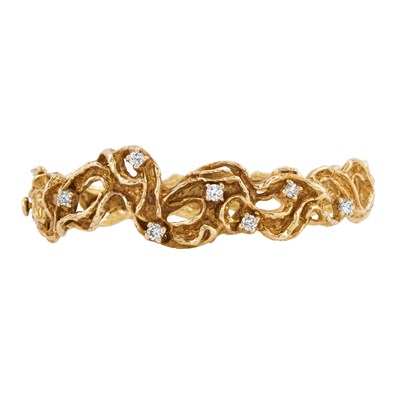 Lot 4 - Gold and Diamond Bangle Bracelet, Arthur King