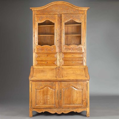 Lot 1423 - Provincial Louis XV Oak Secretary Bookcase...
