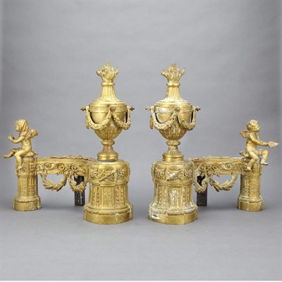 Lot 1436 - Pair of Louis XVI Style Gilt-Bronze Chenets...