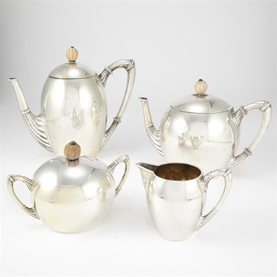 Lot 1313 - German 800 Quality Silver Four-Piece Tea and...