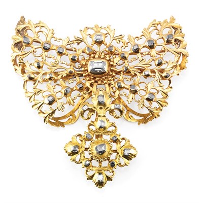 Lot 62 - Antique Gold and Foiled-Back Diamond Brooch