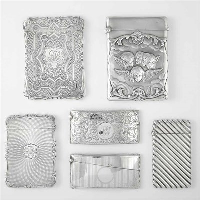 Lot 1338 - Group of Six English Silver Card Cases...