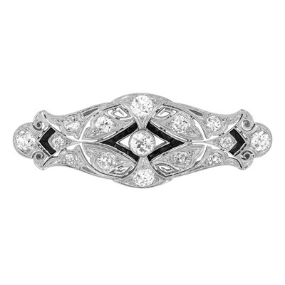 Lot 65 - Belle Epoque Platinum, Diamond and Black Onyx Brooch