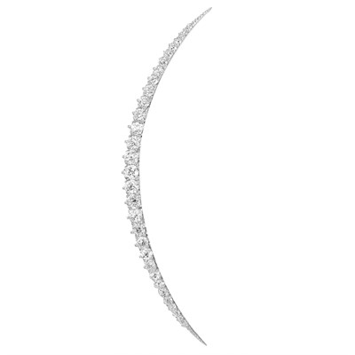 Lot 141 - Antique Platinum, Gold and Diamond Crescent Brooch