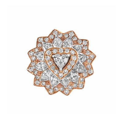 Lot 221 - Rose Gold and Diamond Flower Ring