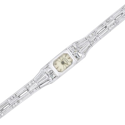 Lot 454 - Platinum and Diamond Wristwatch, Lucien Piccard