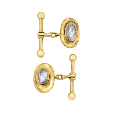 Lot 132 - RPair of Gold and Diamond Cufflinks