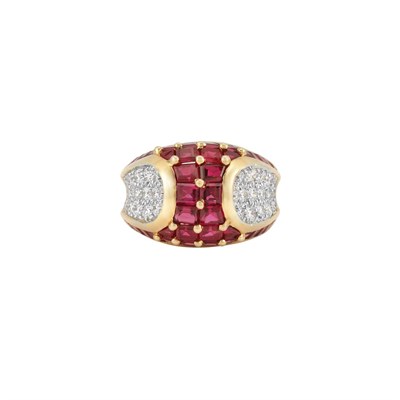 Lot 215 - Gold, Platinum, Ruby and Diamond Ring, Oscar Heyman Bros.