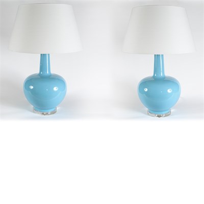Lot 1209 - Pair of Turquoise Glazed Porcelain Lamps With...