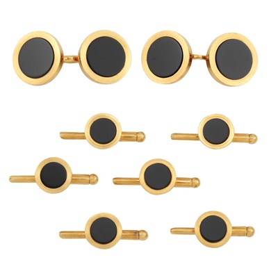 Lot 121 - Gold and Black Onyx Dress Set, Cartier