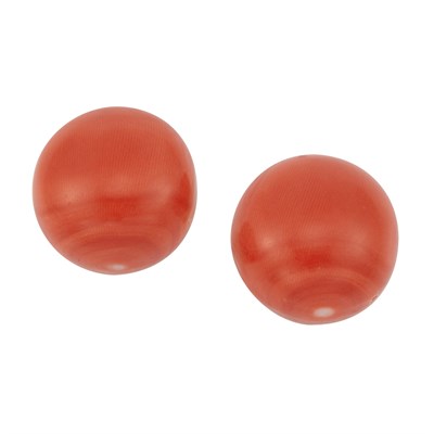 Lot 249 - Pair of Gold and Coral Button Earrings