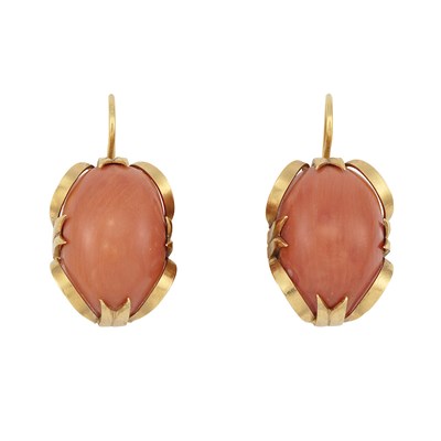 Lot 246 - Pair of Gold and Coral Earrings
